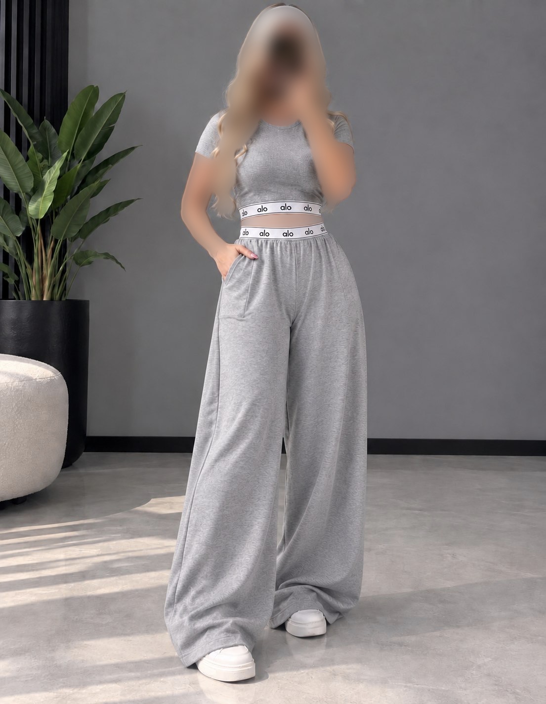 ست کراپ و شلوار بگ زنانه